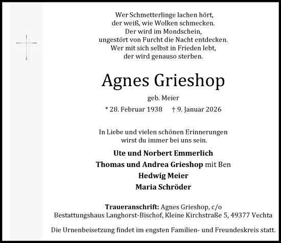 Anzeige von Agnes Grieshop von OM-Medien