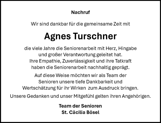 Anzeige von Agnes Turschner von OM-Medien