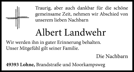 Anzeige von Albert Landwehr von OM-Medien