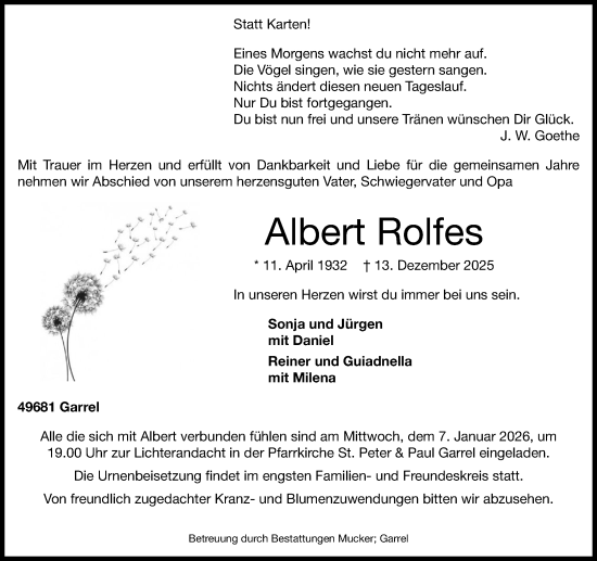 Anzeige von Albert Rolfes von OM-Medien
