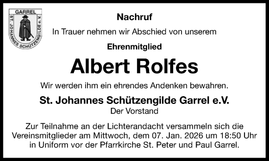 Anzeige von Albert Rolfes von OM-Medien