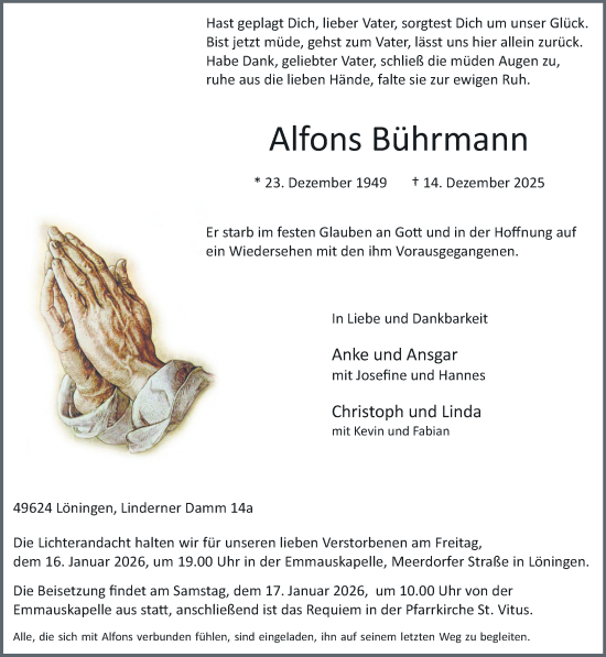 Anzeige von Alfons Bührmann von OM-Medien