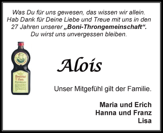 Anzeige von Alois  von OM-Medien
