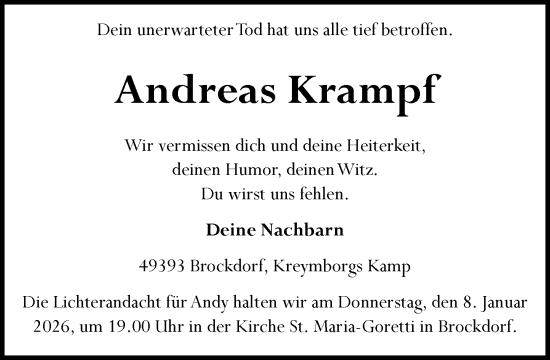 Anzeige von Andreas Krampf von OM-Medien