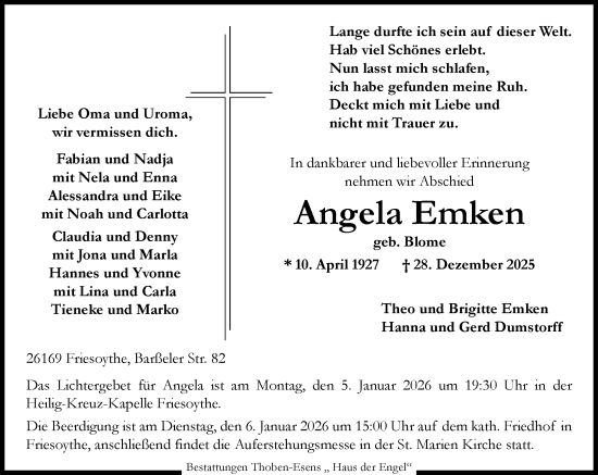 Anzeige von Angela Emken von OM-Medien