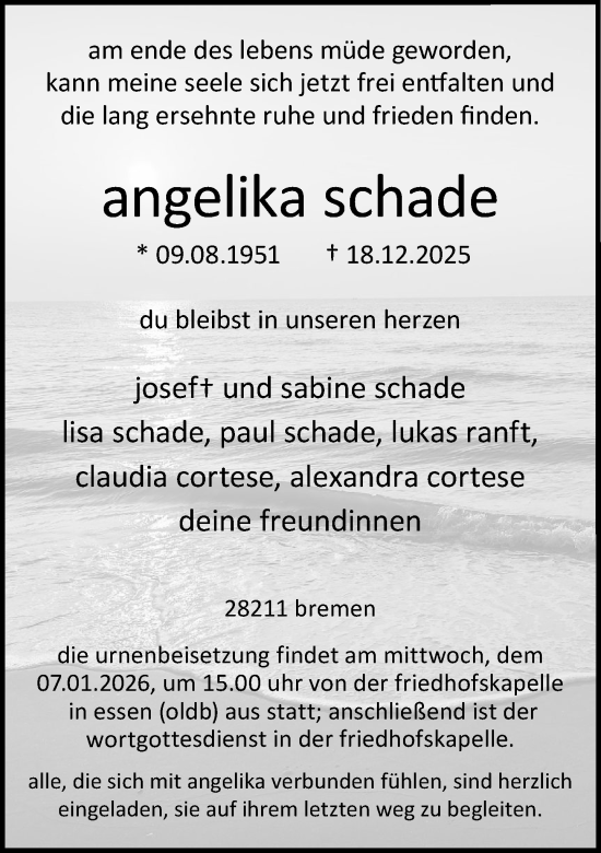 Anzeige von Angelika Schade von OM-Medien