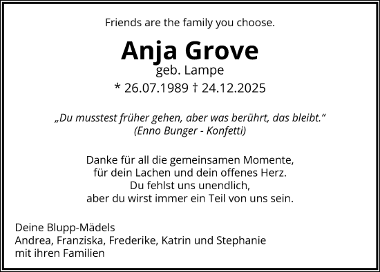 Anzeige von Anja Grove von OM-Medien