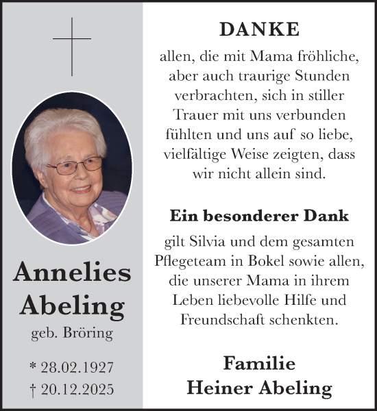 Anzeige von Annelies Abeling von OM-Medien