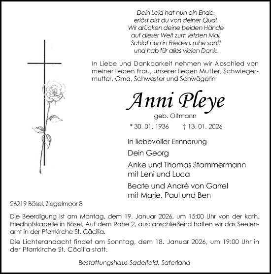 Anzeige von Anni Pleye von OM-Medien