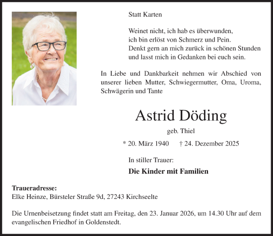 Anzeige von Astrid Döding von OM-Medien