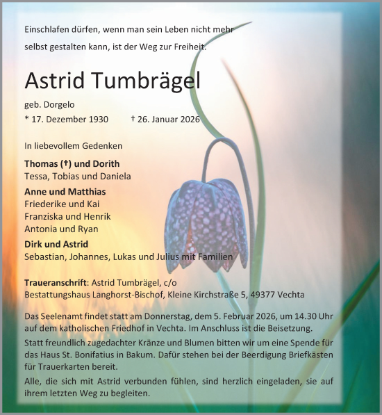 Anzeige von Astrid Tumbrägel von OM-Medien