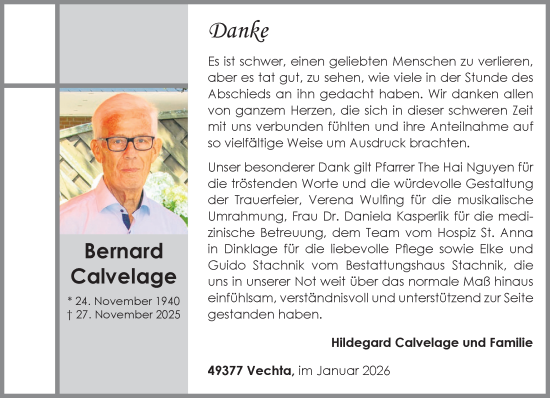 Anzeige von Bernard Calvelage von OM-Medien