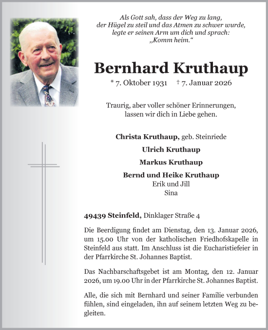 Anzeige von Bernhard Kruthaup von OM-Medien