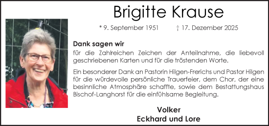 Anzeige von Brigitte Krause von OM-Medien
