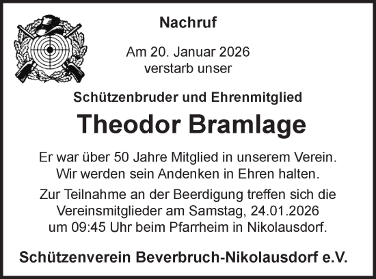 Anzeige von Theodor Bramlage von OM-Medien