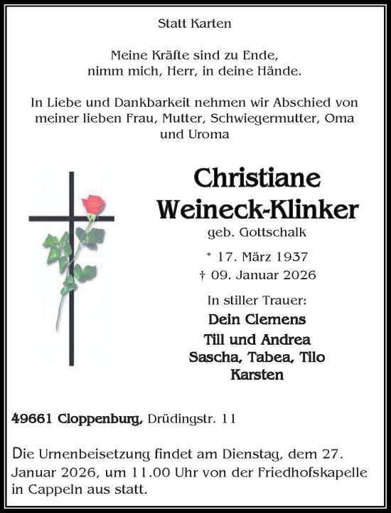 Anzeige von Christiane Weineck-Klinker von OM-Medien