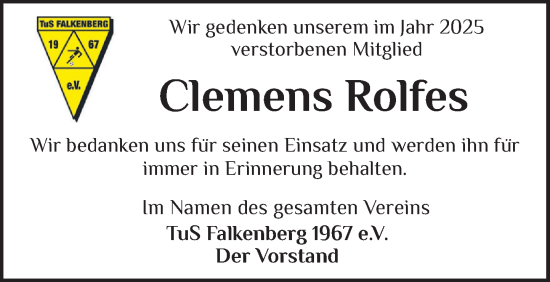 Anzeige von Clemens Rolfes von OM-Medien