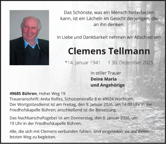 Anzeige von Clemens Tellmann von OM-Medien