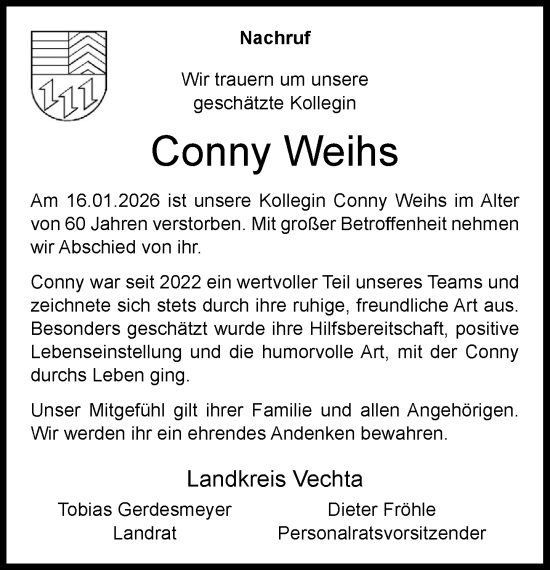 Anzeige von Conny Weihs von OM-Medien