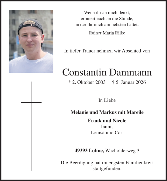 Anzeige von Constantin Dammann von OM-Medien