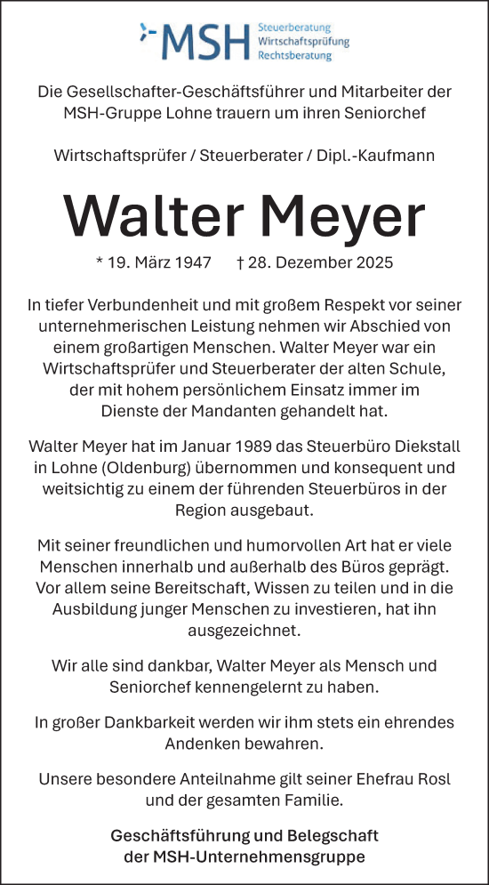 Anzeige von Walter Meyer von OM Medien