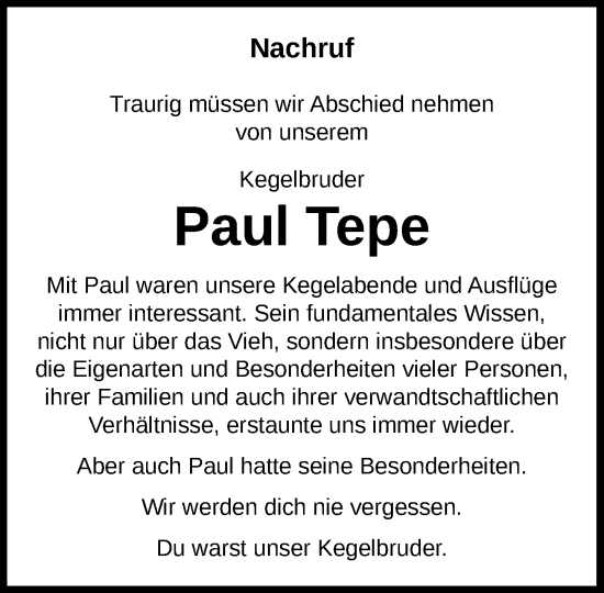 Anzeige von Paul Tepe von OM-Medien