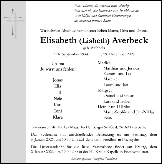 Anzeige von Elisabeth Averbeck von OM-Medien