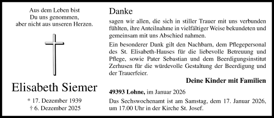 Anzeige von Elisabeth Siemer von OM-Medien