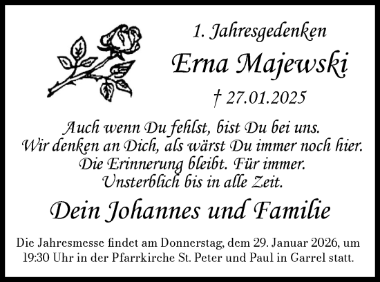 Anzeige von Erna Majewski von OM-Medien