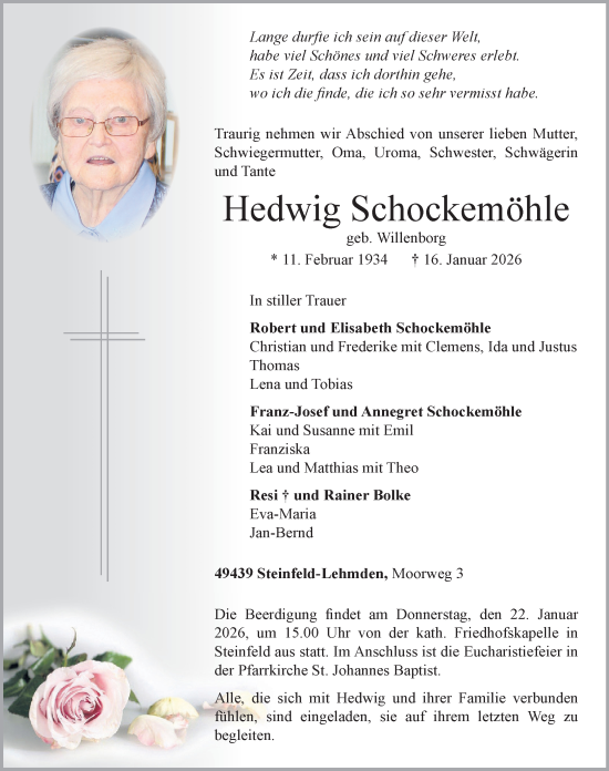 Anzeige von Hedwig Schockemöhle von OM Medien