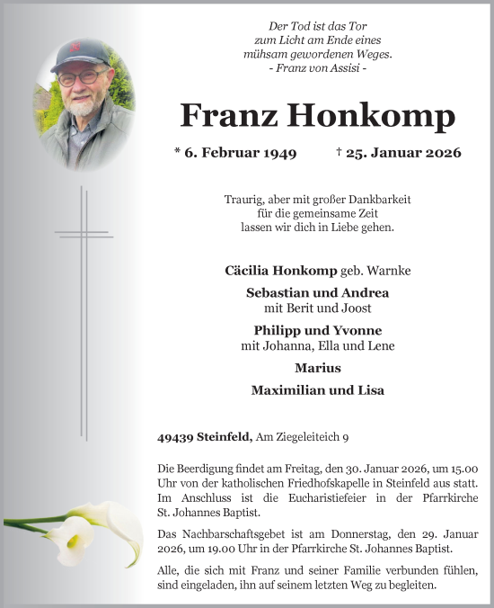 Anzeige von Franz Honkomp von OM-Medien
