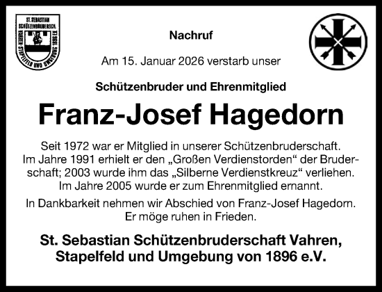 Anzeige von Franz-Josef Hagedorn von OM-Medien