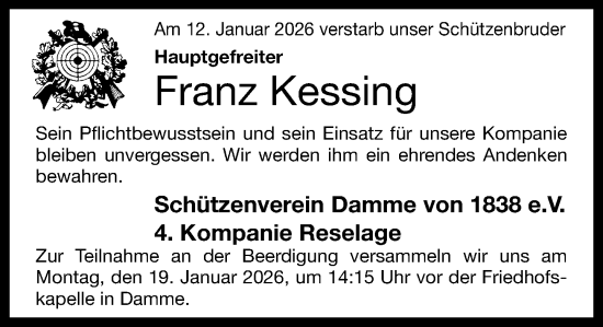 Anzeige von Franz Kessing von OM-Medien