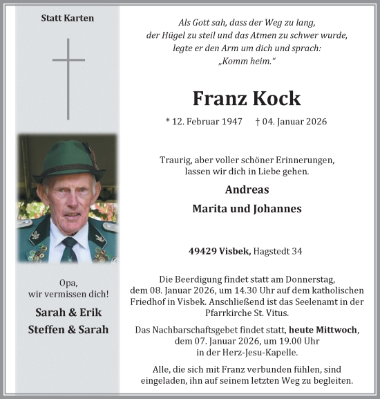 Anzeige von Franz Kock von OM-Medien