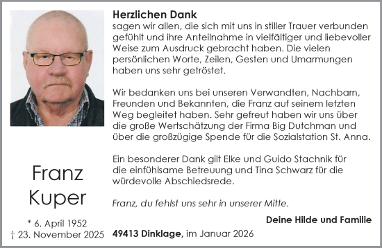 Anzeige von Franz Kuper von OM-Medien
