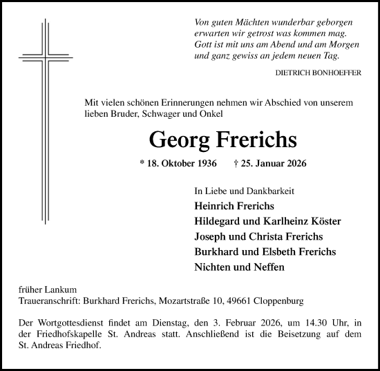 Anzeige von Georg Frerichs von OM-Medien