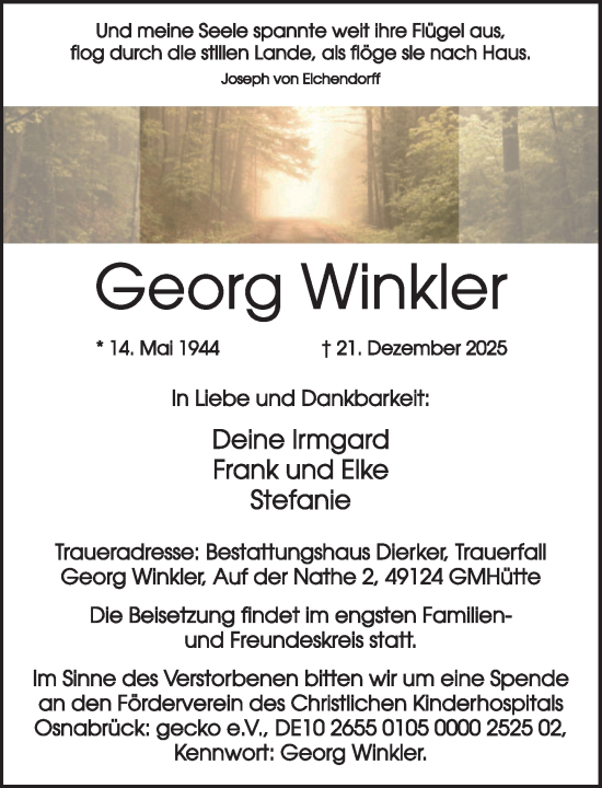 Anzeige von Georg Winkler von OM-Medien