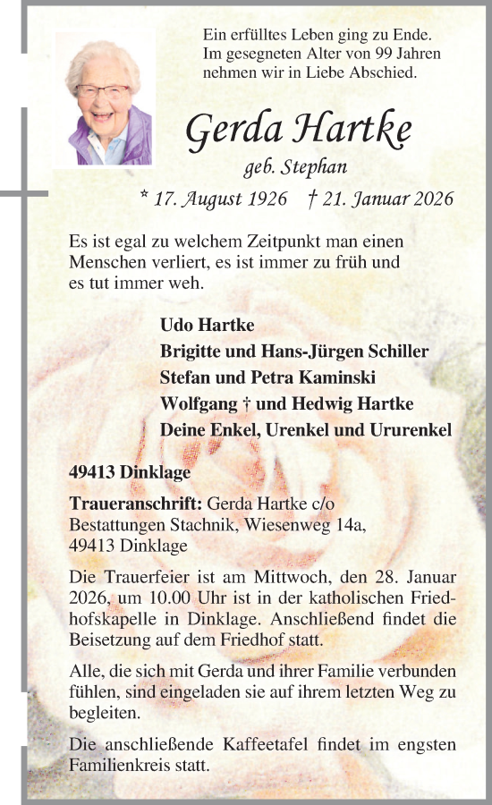 Anzeige von Gerda Hartke von OM-Medien