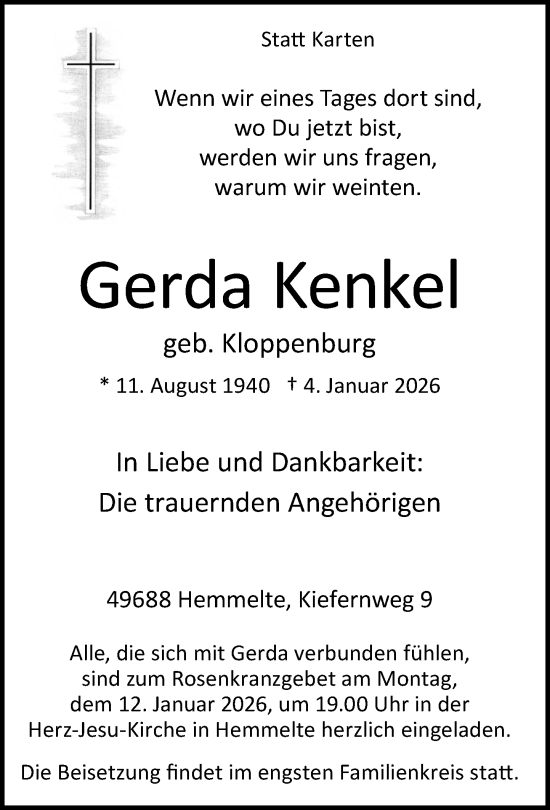 Anzeige von Gerda Kenkel von OM-Medien