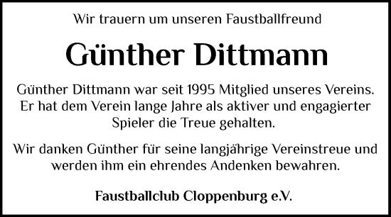 Anzeige von Günther Dittmann von OM-Medien