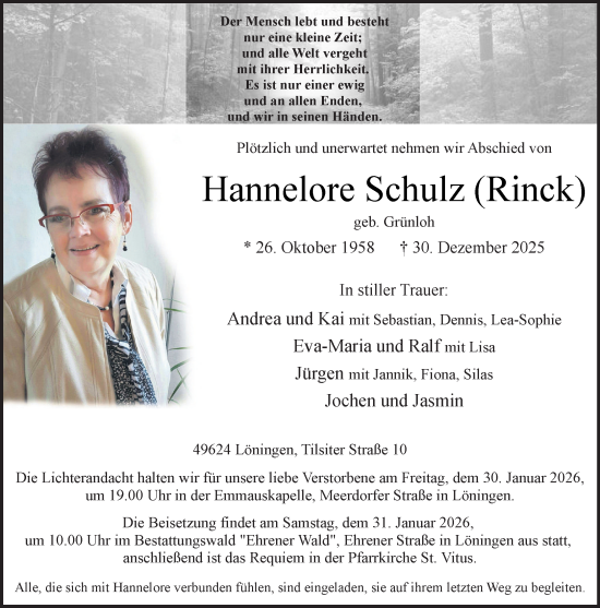 Anzeige von Hannelore Schulz von OM-Medien