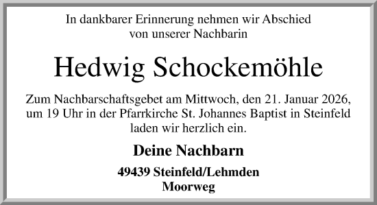 Anzeige von Hedwig Schockemöhle von OM-Medien