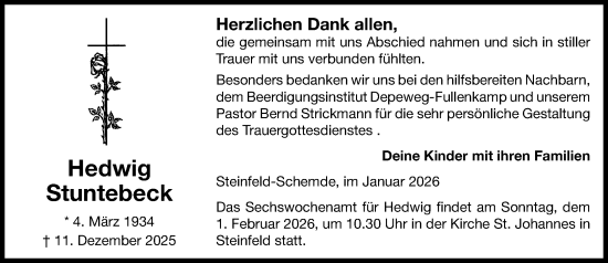 Anzeige von Hedwig Stuntebeck von OM-Medien