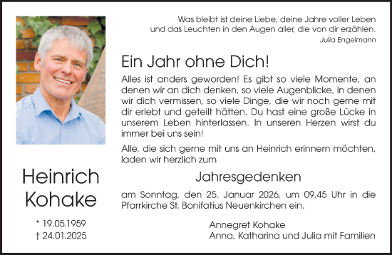 Anzeige von Heinrich Kohake von OM-Medien