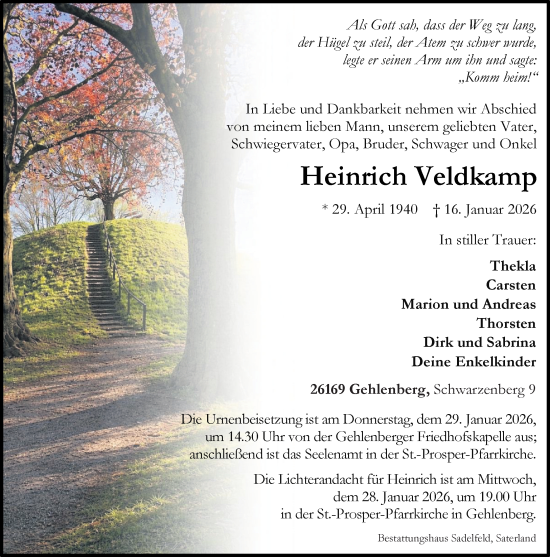 Anzeige von Heinrich Veldkamp von OM-Medien