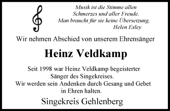 Anzeige von Heinz Veldkamp von OM-Medien
