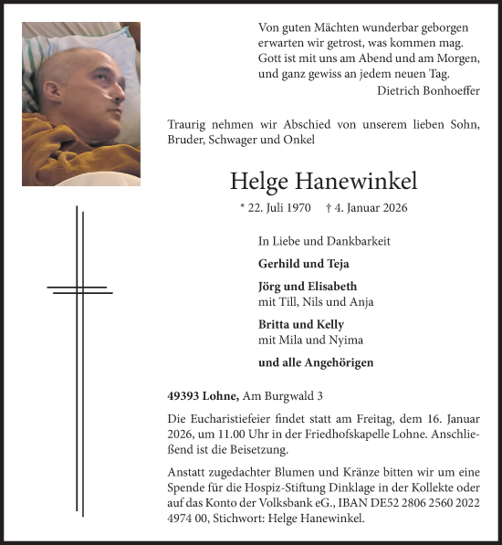 Anzeige von Helge Hanewinkel von OM-Medien