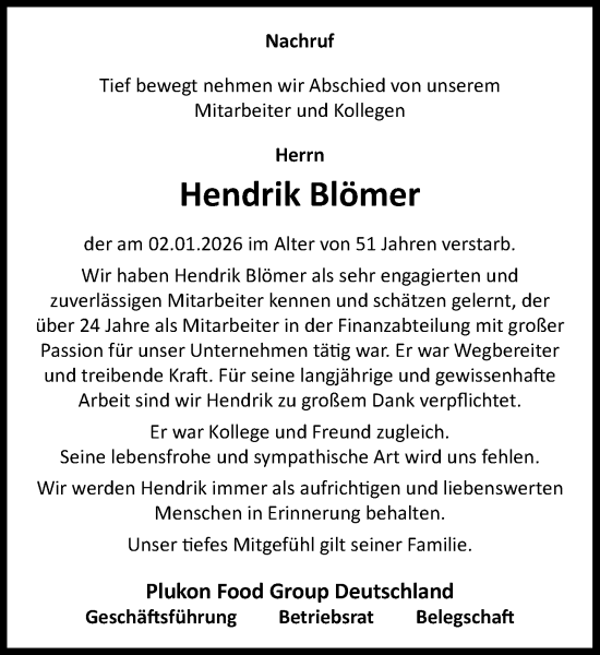 Anzeige von Hendrik Blömer von OM-Medien