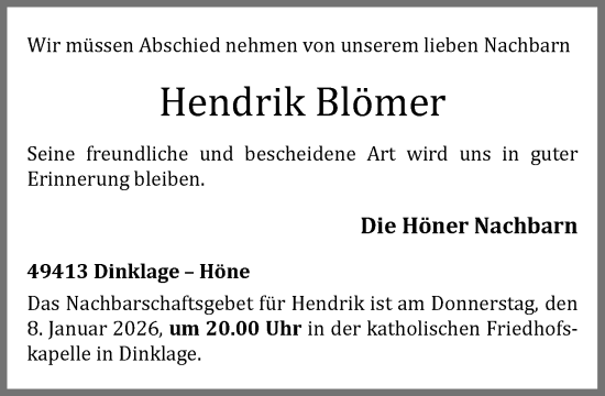 Anzeige von Hendrik Blömer von OM-Medien