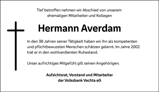 Anzeige von Hermann Averdam von OM-Medien